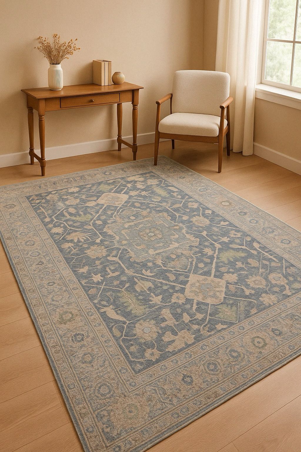 Tapis Oriental Élégance – Motif Gris Vert 120x180 cm